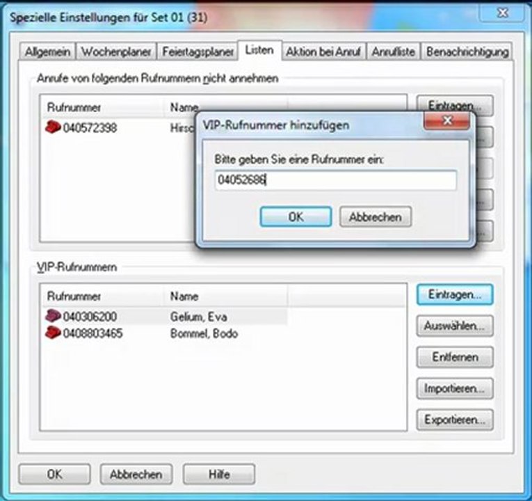 Ignorieren-Liste und VIP-Liste