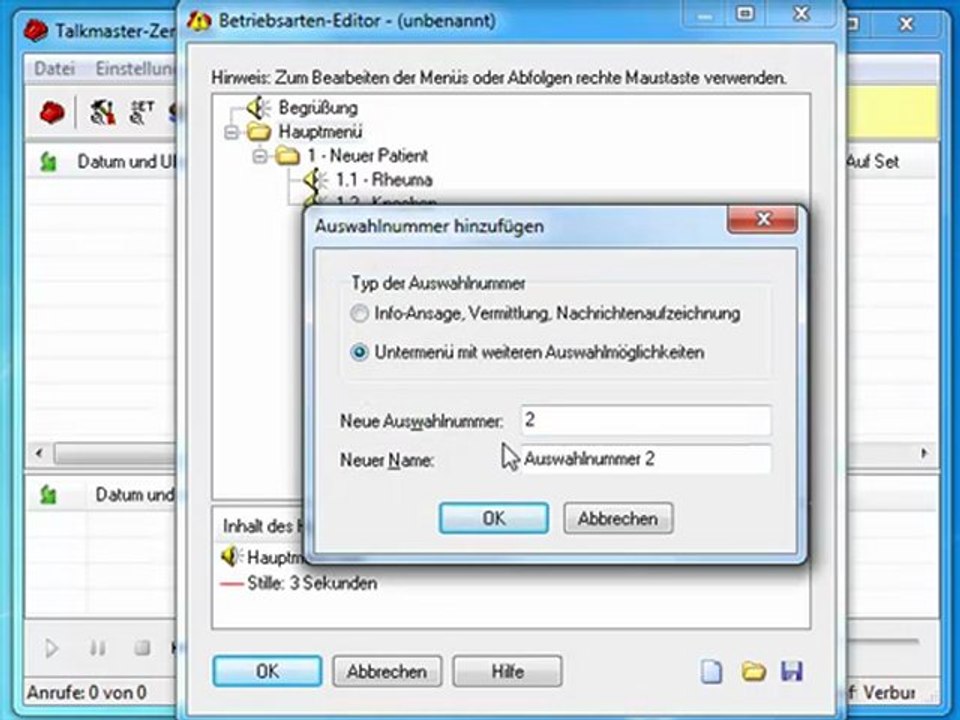 Talkmaster-Zentrale in einer Facharztpraxis
