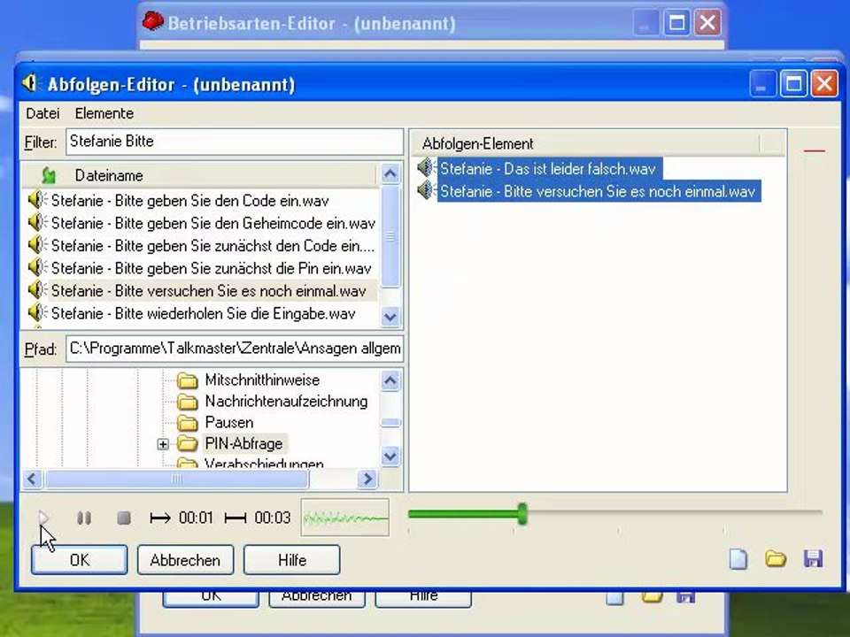 PIN-Abfrage in der Talkmaster-Zentrale