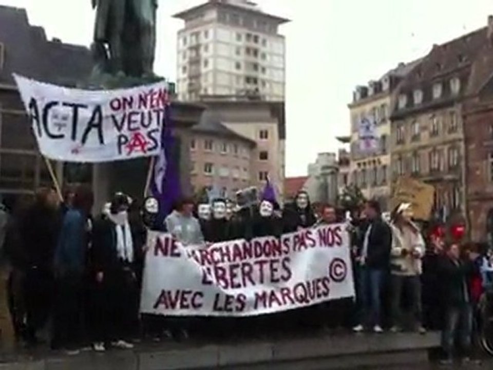 Anonymous manifeste contre ACTA à Strasbourg