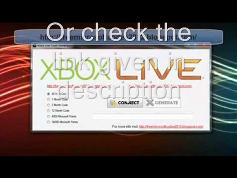 FREE Xbox 360 LIVE Code Generator