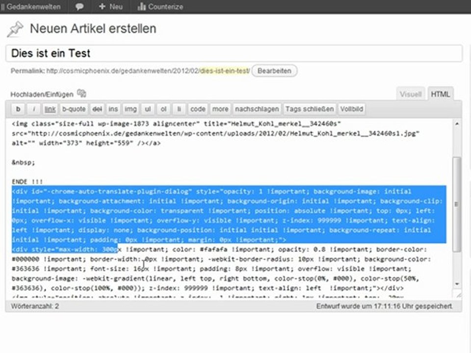 GOOGLE CHROME - SKANDAL AUFGEDECKT ? Google Chrome setzt ungefragt CODE in Wordpress Beiträge