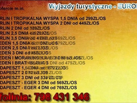 Imprezy, Wycieczki, Wczasy na zlecenie