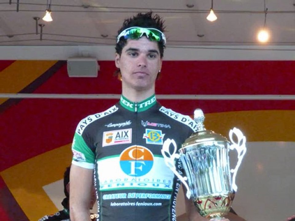 Anthony Perez (AVC Aix-en-Provence) au micro de RADIOVELO après le GP Pierre Pinel de Montastruc