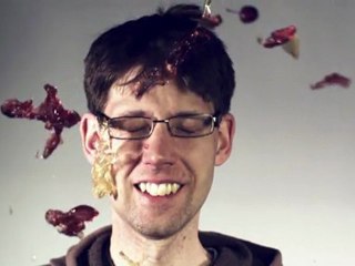 man versus jelly fight in slow motion