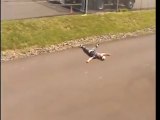 Skater boy gets hit by car jumping gap