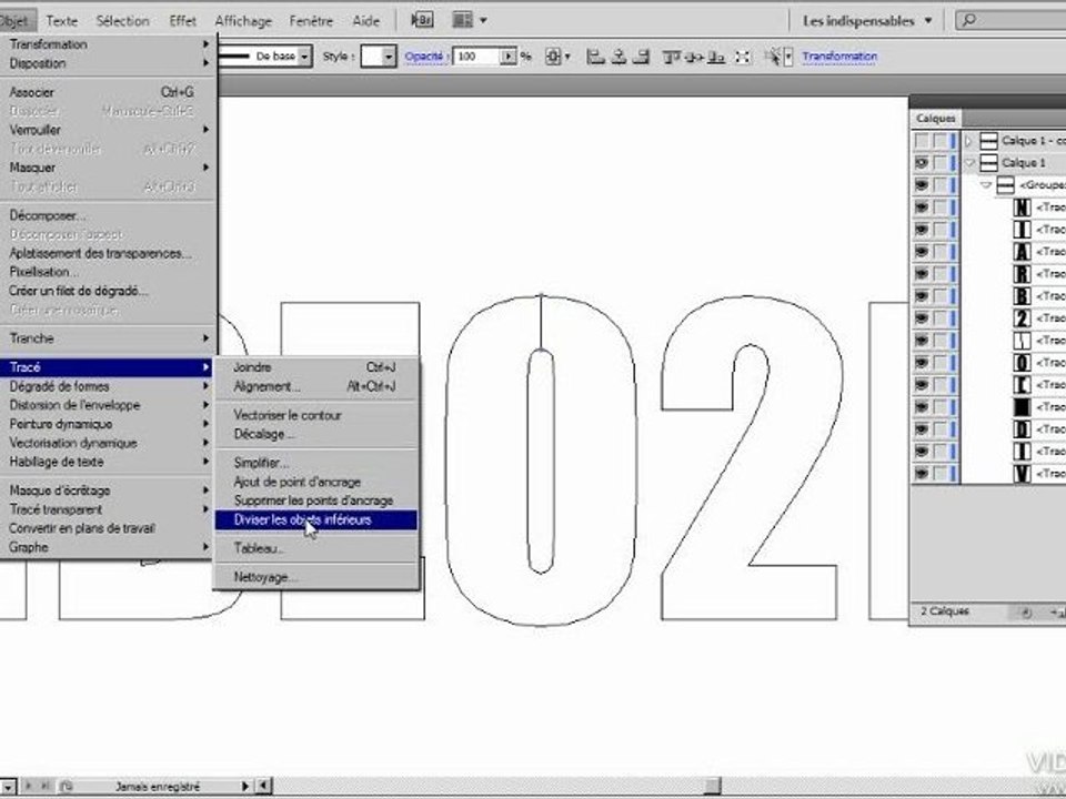 tutoriel illustrator  Découper les lettres http://tutoriel.1allo.com/