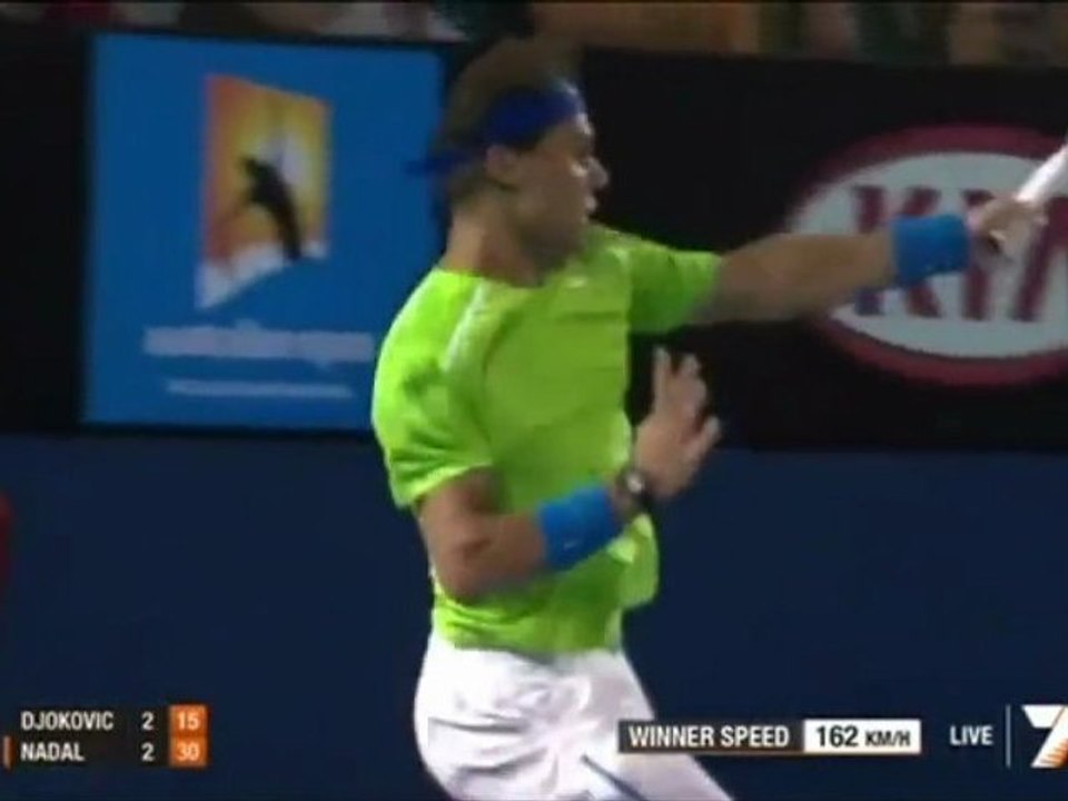 Australian Open 2012 - Final - Djokovic vs Nadal - Incredible Forehand by Rafa (HD)