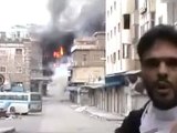 فري برس حمص احتراق محلات السوق في مركز المدينة حمص ابو جعفر 26 2 2012