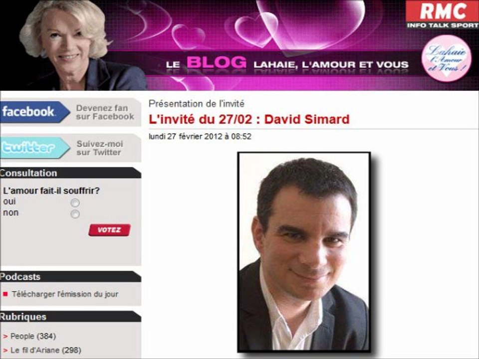 RMC - Lahaie, l'amour et vous du 27/02/2012 avec David Simard
