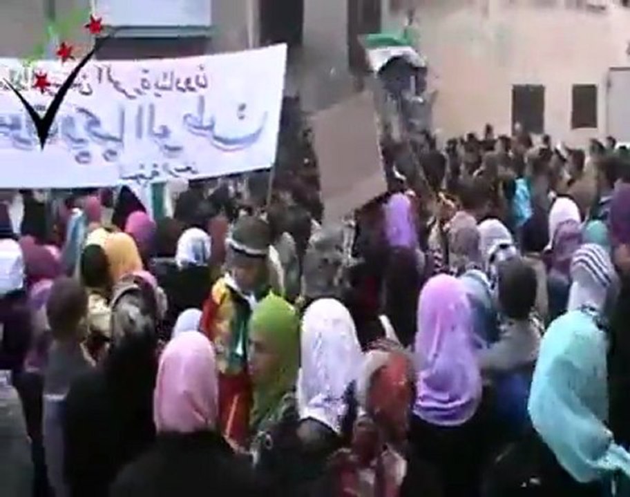فري برس حمص الرستن مظاهرة الحرائر 27 2 2012