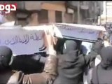 فري برس دوما لافتات مظاهرة ضد الإستفتاء على الدستور ونصرة 26 2 2012