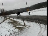 Amish Skiing Behind Buggy !
