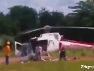 Helicopter Falls Apart On Landing