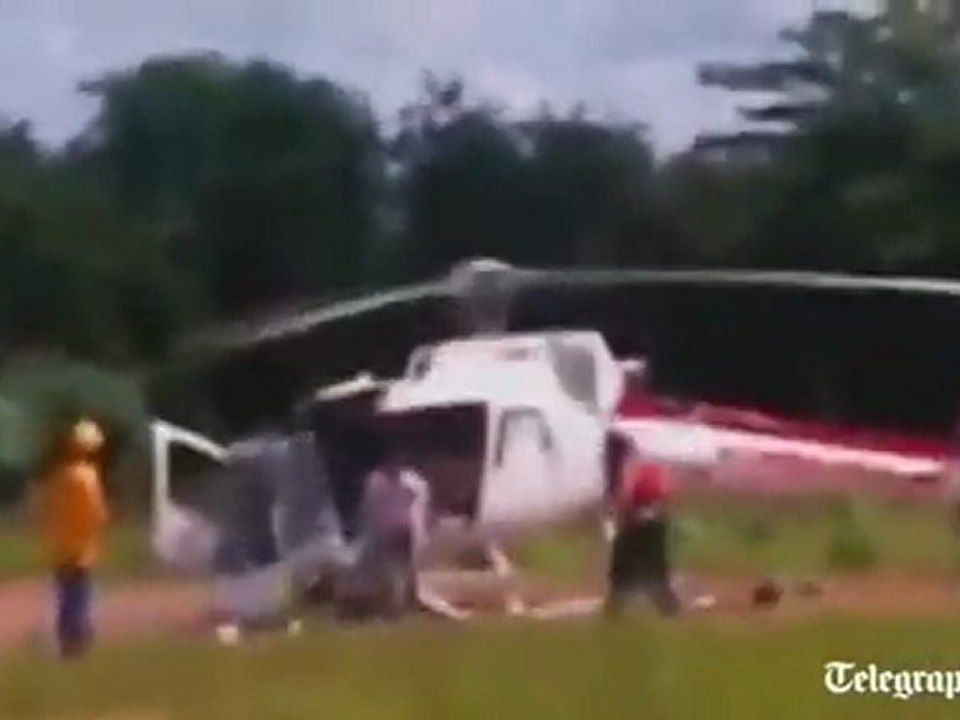 Helicopter Falls Apart On Landing
