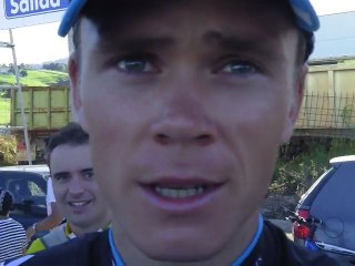 Chris Froome (Team Sky) talks after winning stage 17 at the 2011 Vuelta Espana