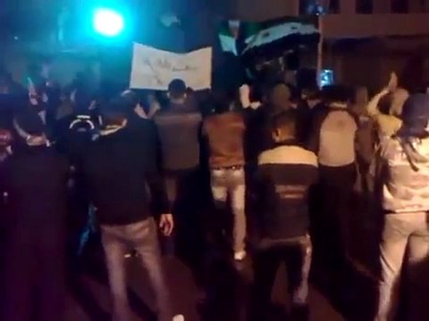 فري برس دمشق برزة مظاهرة مسائية نصرة لحمص وحلفايا 28 2 2012 ج2