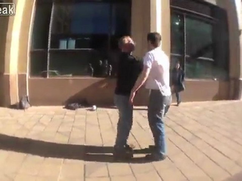 Angry drunk guy choked out on street in Denver