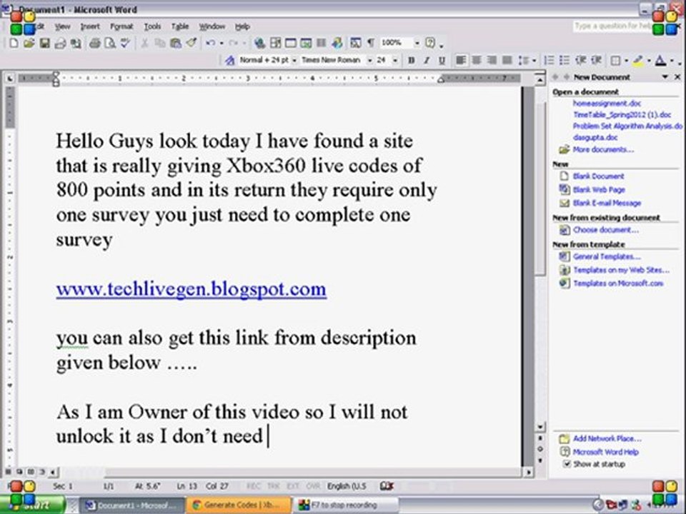 Xbox live Code generator