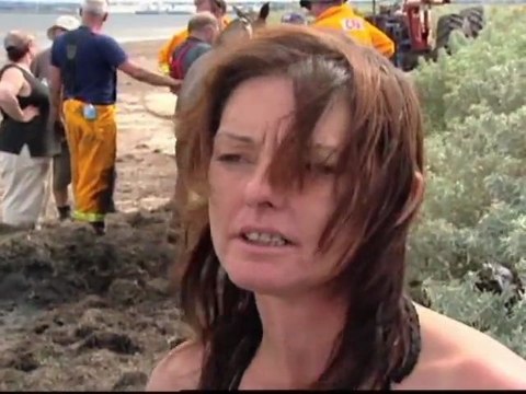 Caballo liberado luego de tres horas atascado en un hueco en la playa