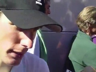 Andy Schleck talks after the finish of stage 17 of the Tour de France