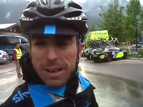 Russell Downing talks after making it to the end of stage 15 of the 2011 Giro d'Italia