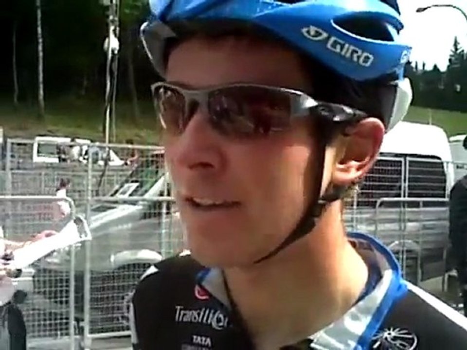 Peter Stetina talks after the Nevegal time trial at the 2011 Giro d'Italia