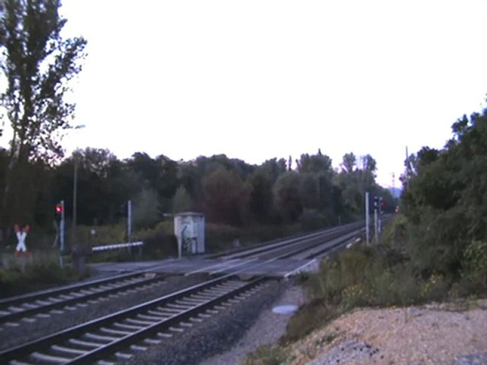 BR 425 Richtung Bad Honnef vom Linz am Rhein kommend beim Bahnübergang Rheinbreitbach