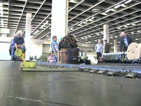 Cologne Livesteam Meeting 2008 Two British engines are driving past the five gauge marshalling yard