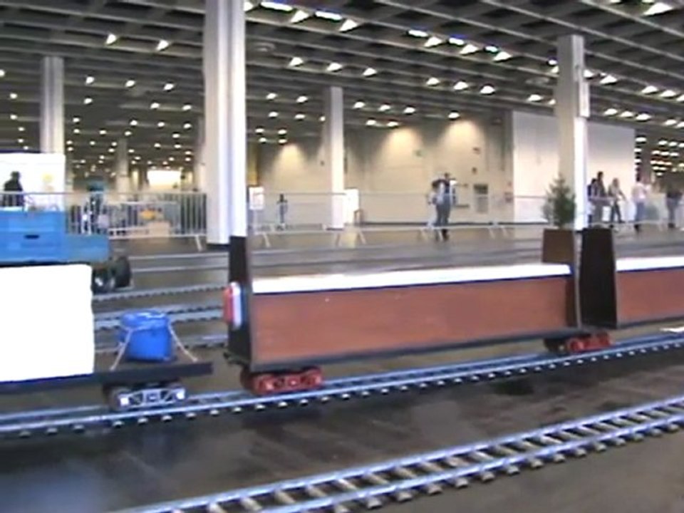 Cologne Livesteam Meeting 2008 A British five gauge Steamloco with a freight train on the hook is driving by