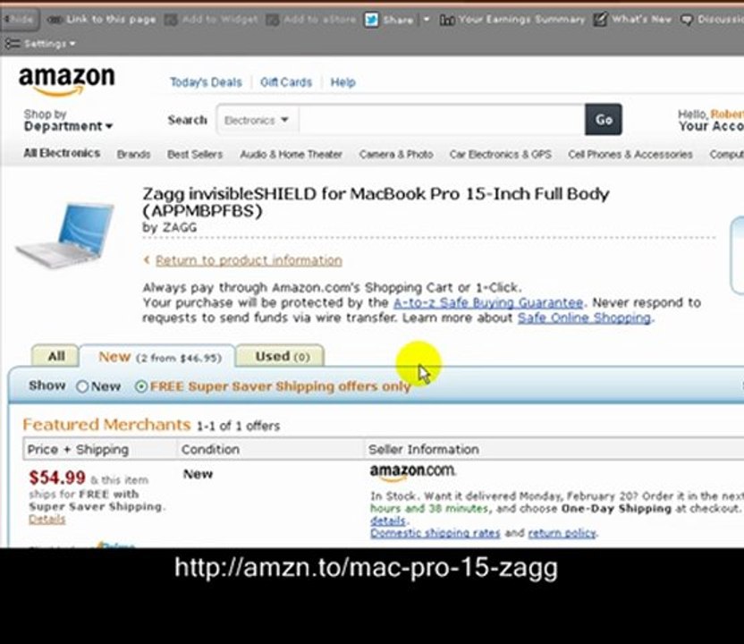 15" Macbook Pro Screen Protector - Zagg invisibleSHIELD