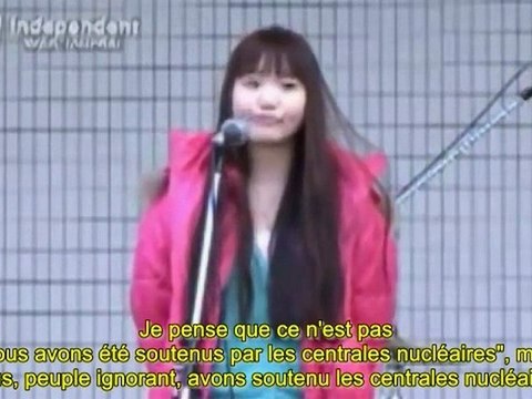 Message de Kokoro Fujinami, 15 ans, manif anti-nucléaire à Tokyo le 11.02.2012