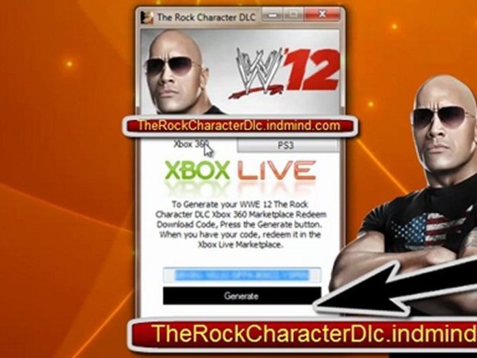 WWE 12 The Rock Character DLC Code Xbox 360 - PS3