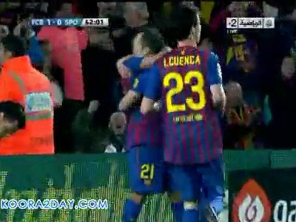 الهدف الاول لبرشلونة على سبورتينغ خيخون