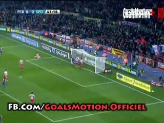 Iniesta first Goal vs Sporting Gigon