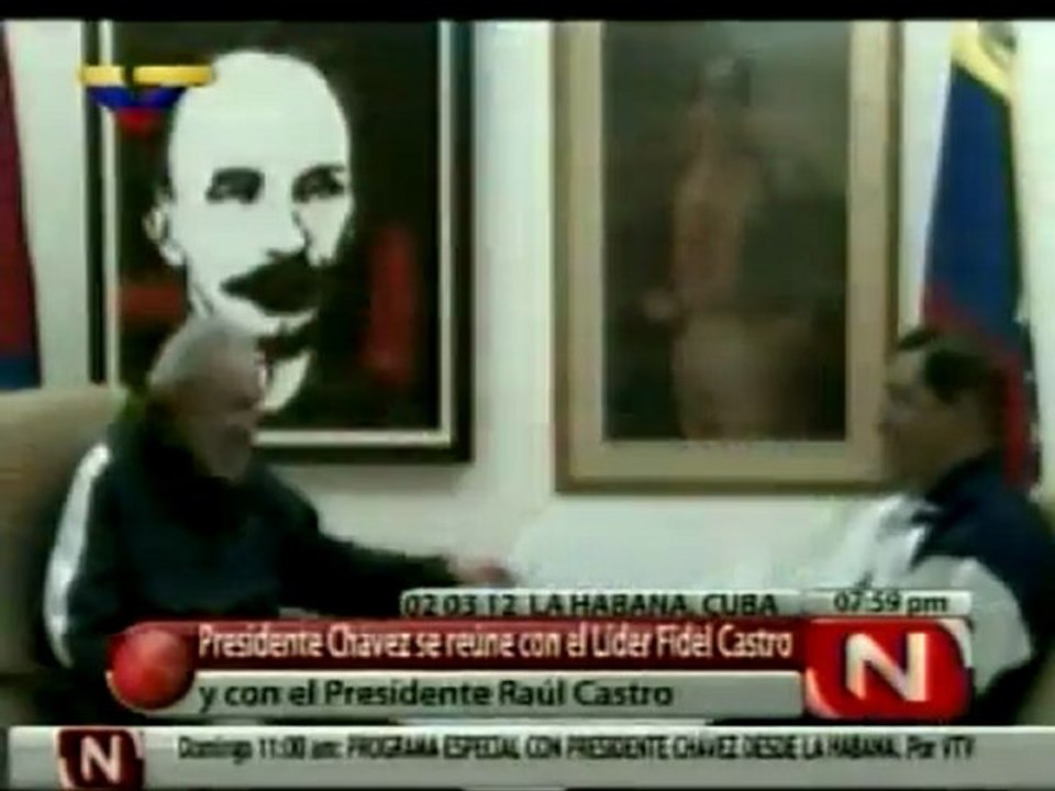 Presidente Chávez y Fidel Castro conversan en L...
