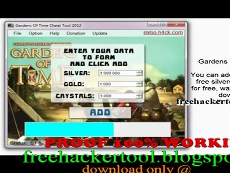 2012 Gardens Of Time Gold And Coins New Generator 7.1 WORKING