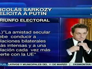 Sarcozy felicita a Putin por triunfo en las elecciones