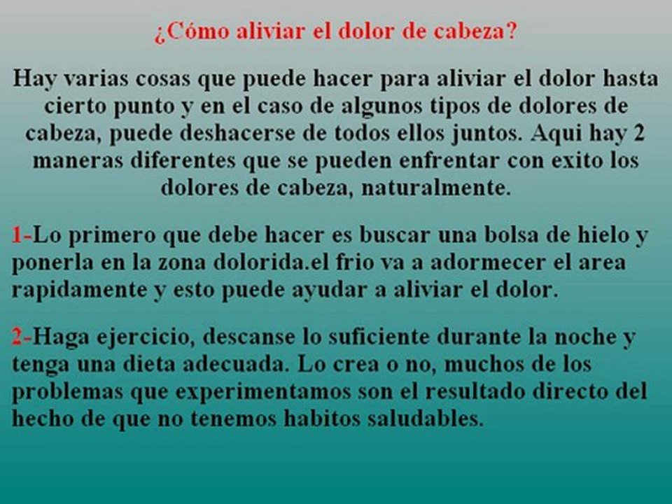 Trucos para curar el dolor de cabeza