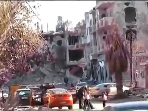 فري برس حمص حي الإنشاءات دمار في شارع مشفى الحكمة 7 3 2012 ج2