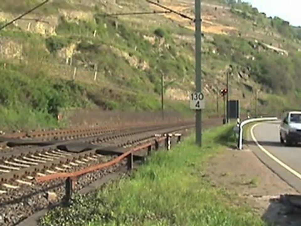 ERS BR189, Bauzug, BR185, 4x BR101, ICE T, 2x BR143, BR460 Oberwesel a. Rhein