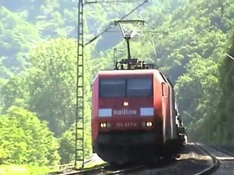 BR151, 2x BR152, BR189, 2x BR185, BR143 bei Osterspai am Rhein