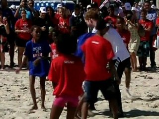 Prince Harry plays beach volleyball in Brazil