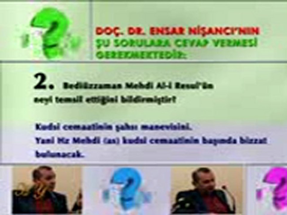 ENSAR NİŞANCI'YA CEVAP : HZ. MEHDİ ŞAHSI MANEVİ DEĞİL, ŞAHISTIR