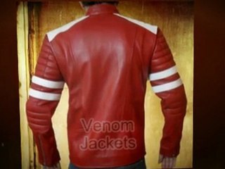 Brad Pitt Mayhem Red & White Biker Jacket