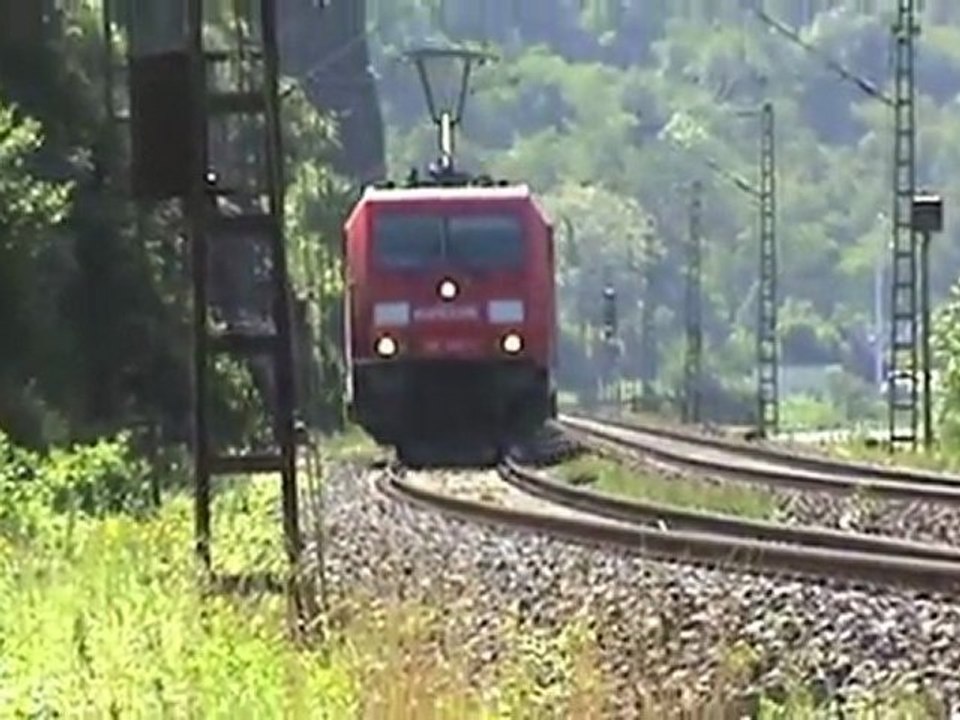 Rechte Rheinstrecke Loreley, TX Logistik BR185, 3x Railion BR185, BR151, ICE II, BR145, BR429