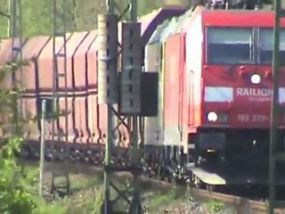 Züge bei Hammerstein - Leutesdorf, CBRail E186, CBRail Prima, Railion 185, K+S 185, 140, DBAG 185