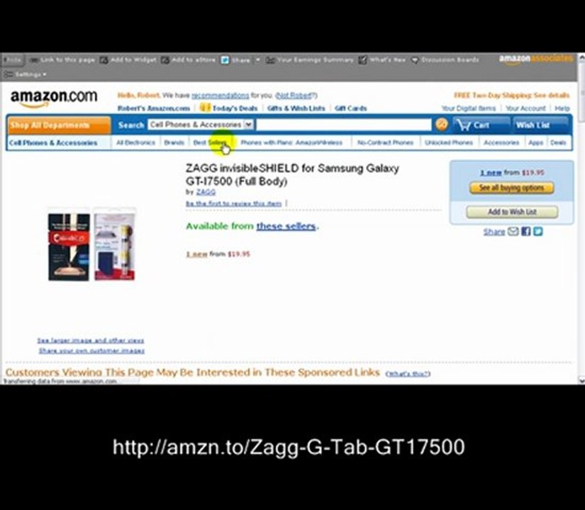 Samsung Galaxy Tab GT-17500 Screen Protector - Full Body