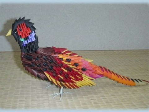 3D Origami Ring Necked Pheasant