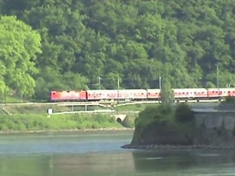 Südportale Loreley Tunnel, MRCE BR189, Crossrail BR185, DBAG BR185, BR145, 2x BR151, 3x BR143